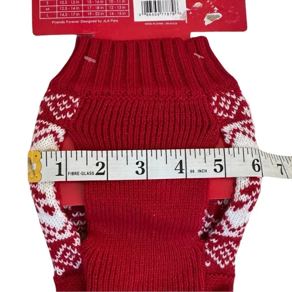 Friends Forever Knit Pet Holiday Tree Red & White Ugly Sweater with Poms XS NWT